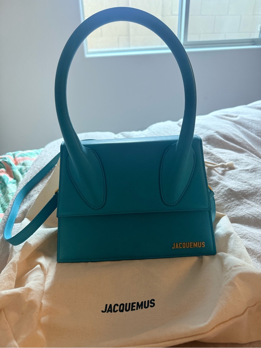Jacquemus Teal Le Chiquito Large Leather Crossbody Bag
